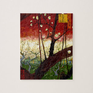 Flowering Plum Tree after Hiroshige by Van Gogh Jigsaw Puzzle