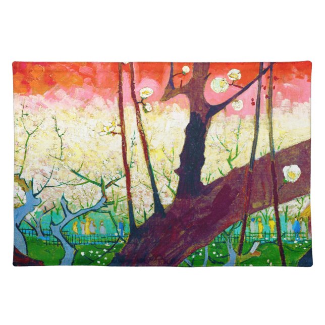 Flowering Plum Tree (after Hiroshige), Van Gogh Cloth Placemat (Front)