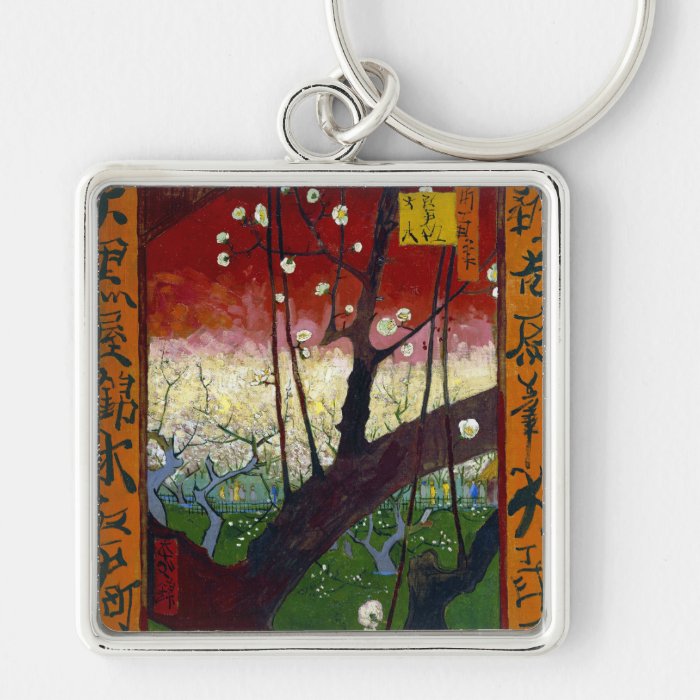 Flowering Plum Tree (after Hiroshige) Van Gogh Keychain