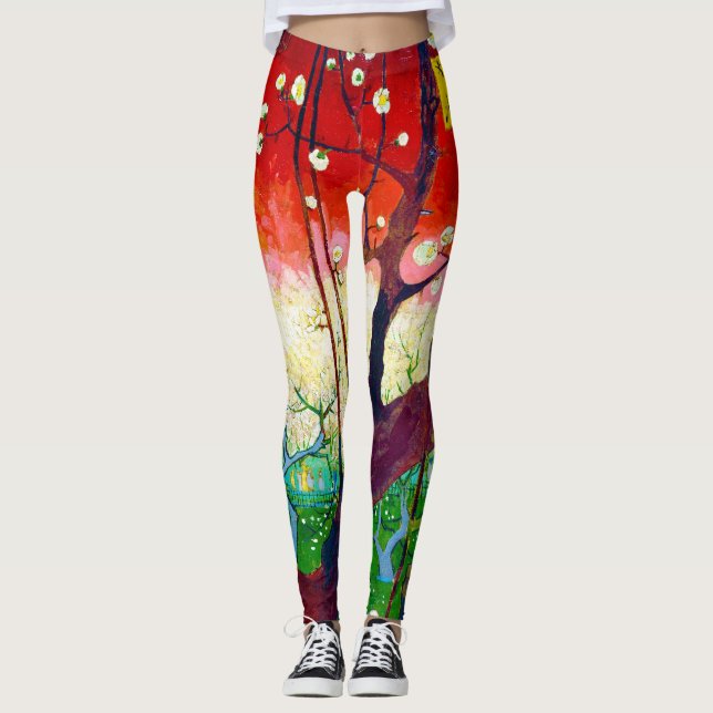 Flowering Plum Tree (after Hiroshige), Van Gogh Leggings (Front)