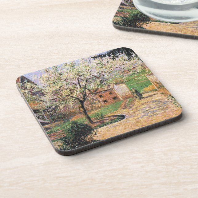 Flowering Plum Tree, Eragny Camille Pissarro   Beverage Coaster (Left Side)