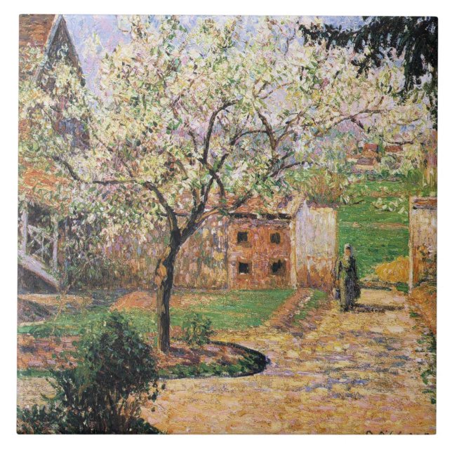 Flowering Plum Tree, Eragny Camille Pissarro   Ceramic Tile (Front)