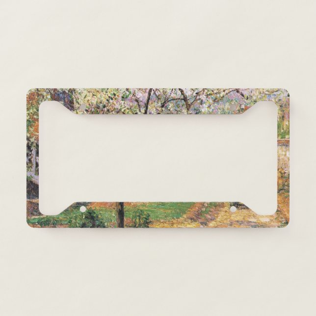 Flowering Plum Tree, Eragny Camille Pissarro   License Plate Frame (Front)