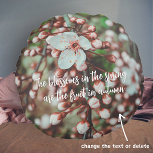 Flowering Plum Tree  Round Pillow