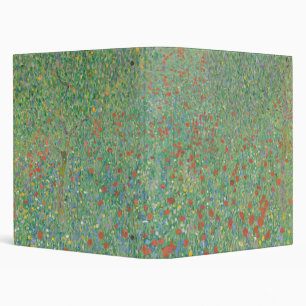 Flowering Poppies - Gustav Klimt 3 Ring Binder