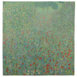 Flowering Poppies - Gustav Klimt Cloth Napkin