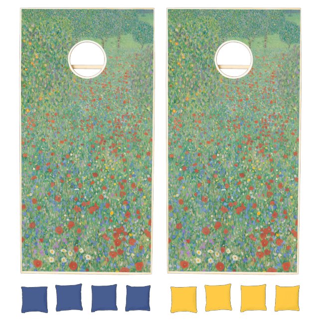 Flowering Poppies - Gustav Klimt Cornhole Set (Set)