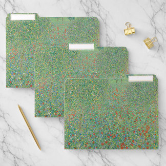 Flowering Poppies - Gustav Klimt File Folder