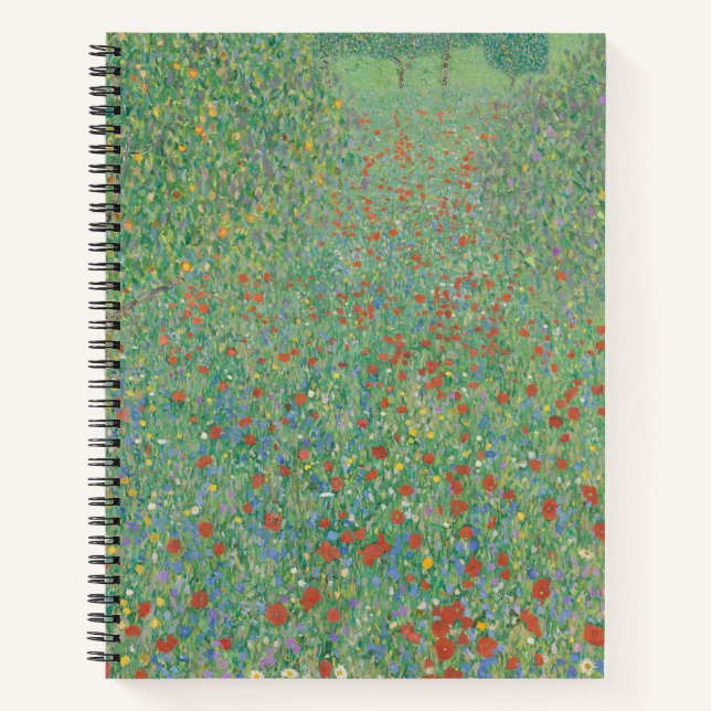 Flowering Poppies - Gustav Klimt Notebook (Front)