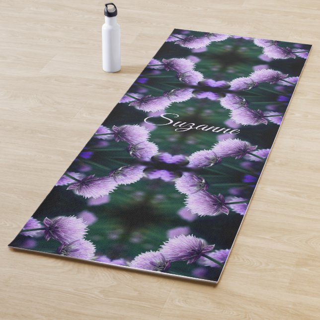 Flowering Purple Scallion Abstract Personalized Yoga Mat (In Situ)