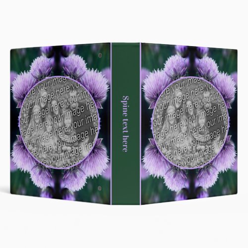 Flowering Purple Scallion Frame Add Your Own Photo 3 Ring Binder