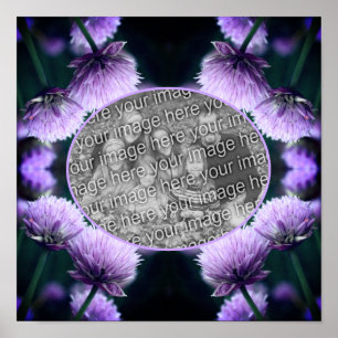 Flowering Purple Scallion Frame Add Your Own Photo Poster