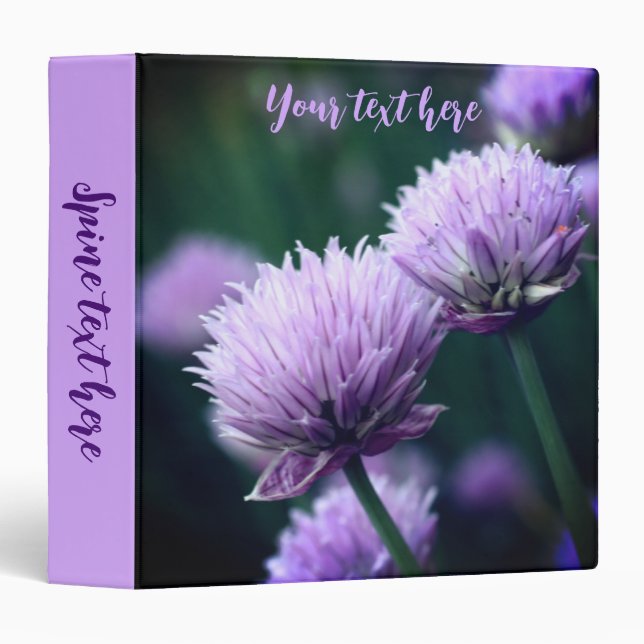 Flowering Purple Scallion Onion Personalized 3 Ring Binder (Front/Spine)