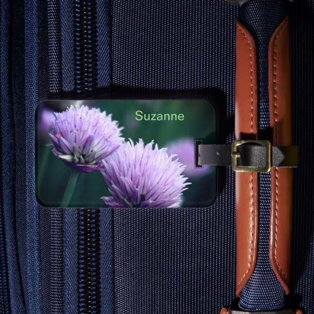 Flowering Purple Scallion Onion Personalized Luggage Tag (Front Insitu 4)