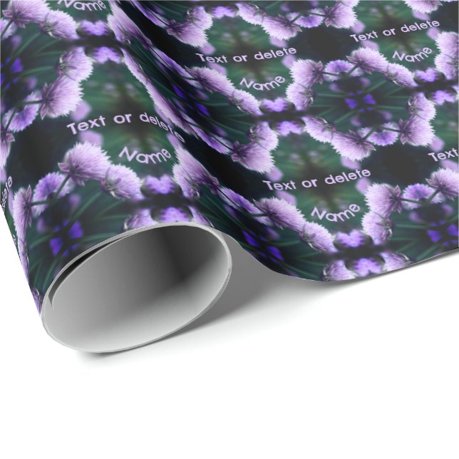 Flowering Purple Scallion Onion Personalized Wrapping Paper (Roll Corner)
