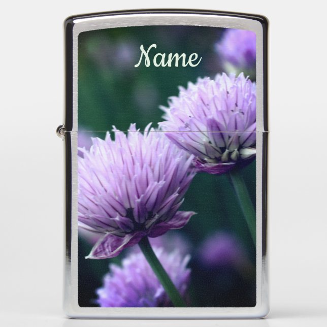 Flowering Purple Scallion Onion Personalized Zippo Lighter (Front)