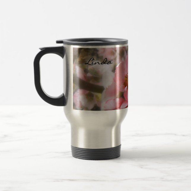 Flowering Quince Personalized Travel Mug (Left)