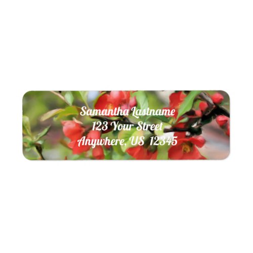 Flowering Quince Red Blossoms Address Label