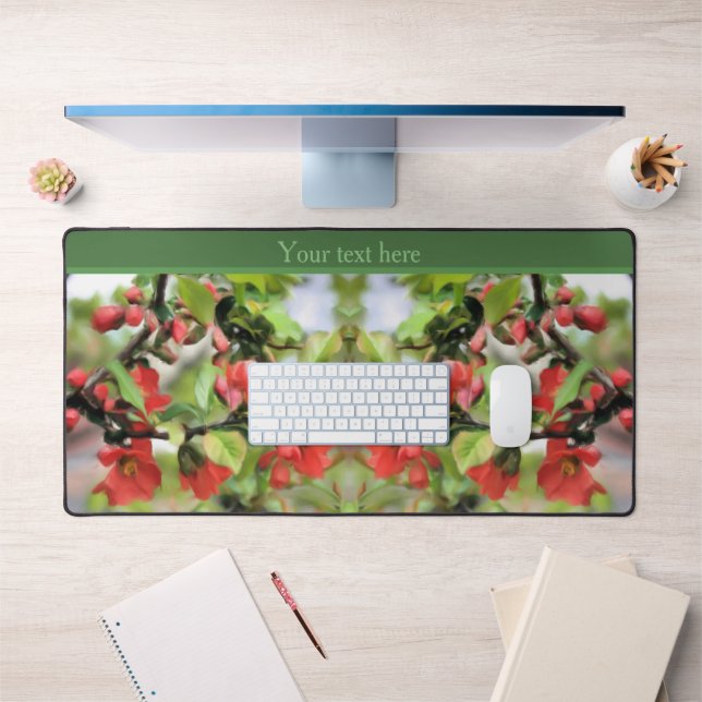 Flowering Quince Red Blossoms Personalized Desk Mat (Office 1)