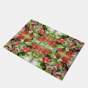 Flowering Quince Red Blossoms Personalized Doormat