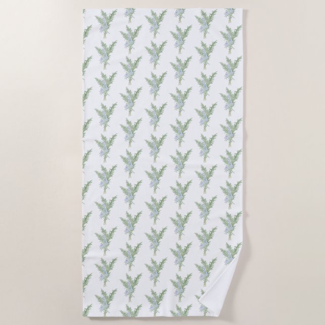 Flowering Rosemary Beach Towel (Front)