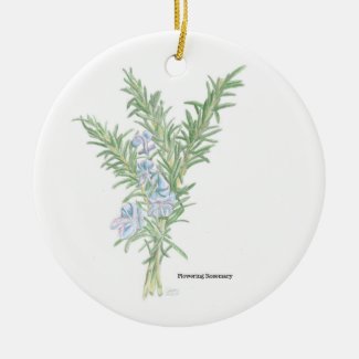 Flowering Rosemary Ceramic Ornament