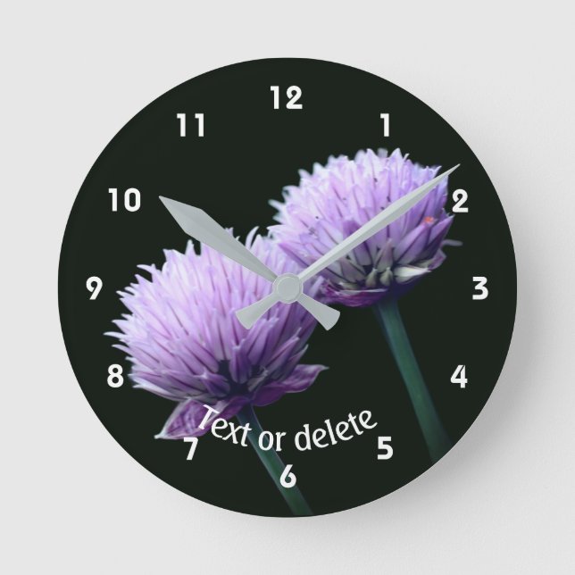 Flowering Scallion Allium Personalized Round Clock (Front)