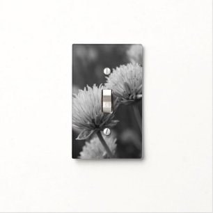 Flowering Scallions in Black And White Light Switch Cover
