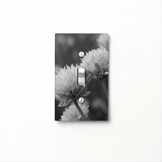 Flowering Scallions in Black And White Light Switch Cover (In Situ)