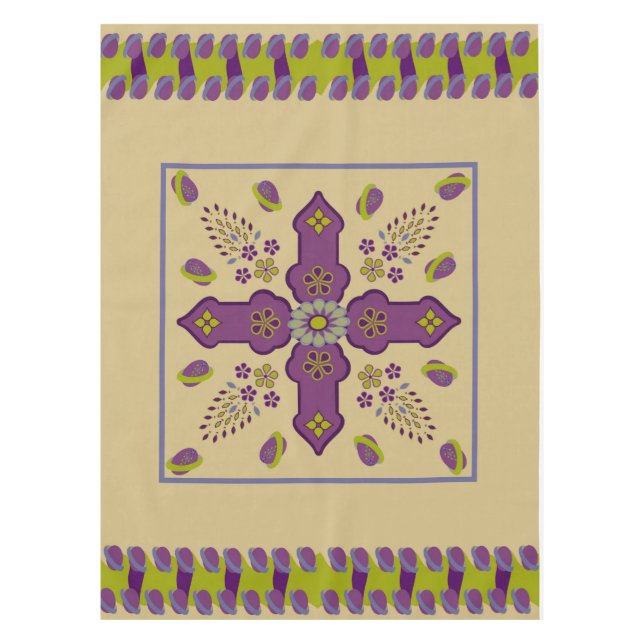 Flowering Spring of Life egg ribbon tablecloth (Front)