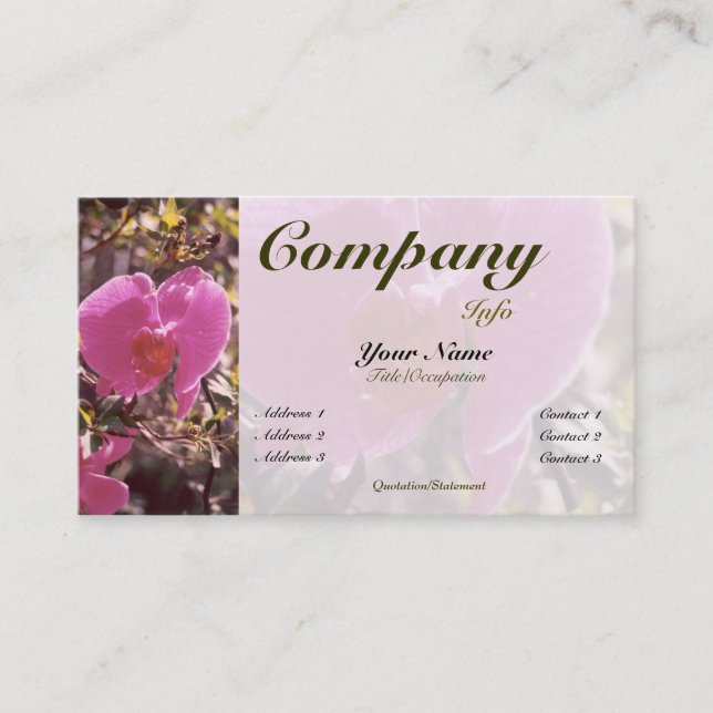 Flowering Sweet Pea-custom color Business Card (Front)