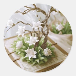 Flowering Tree Growing From a Book Sticker