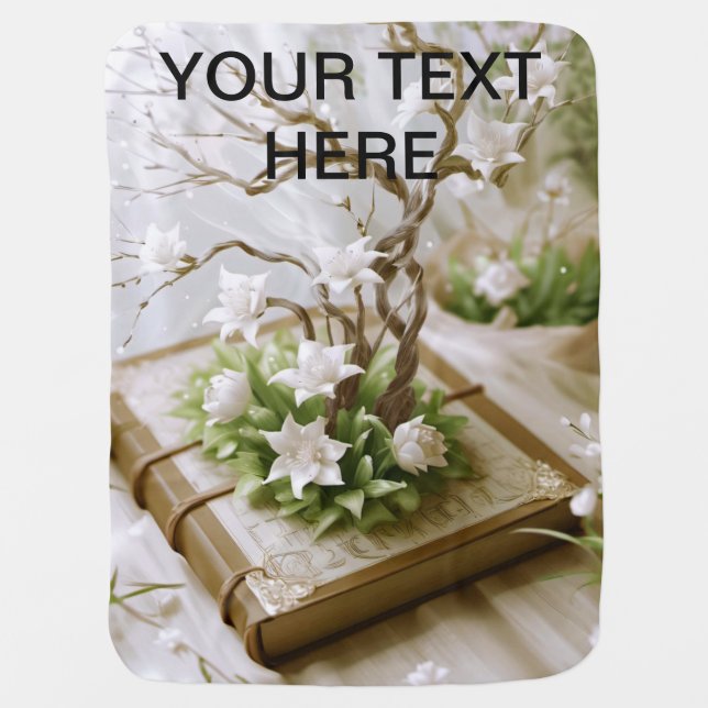 Flowering Tree Growing From a Book Custom Baby Blanket (Front)