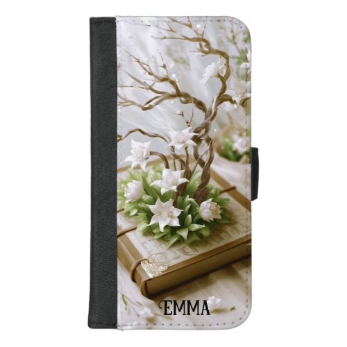 Flowering Tree Growing From a Book Custom Name iPhone 87 Plus Wallet Case