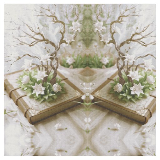 Flowering Tree Growing From a Book Fabric
