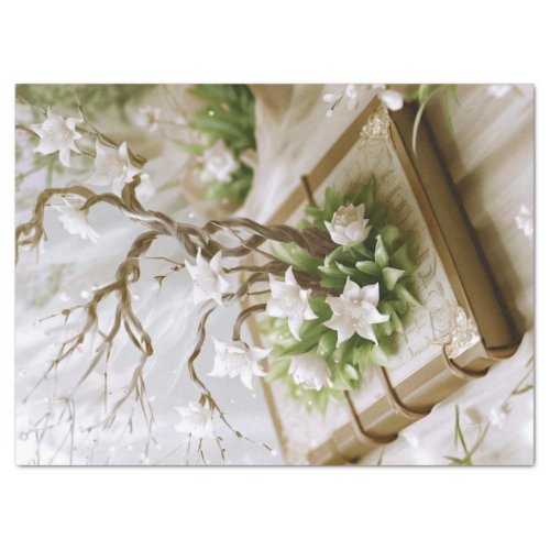 Flowering Tree Growing From a Book Gift Wrap Tissue Paper