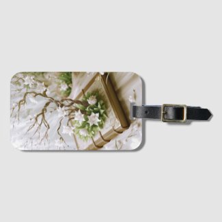 Flowering Tree Growing From a Book Luggage Tag