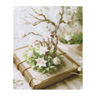 Flowering Tree Growing From a Book Metal Wall Art