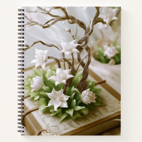 Flowering Tree Growing From a Book Notebook