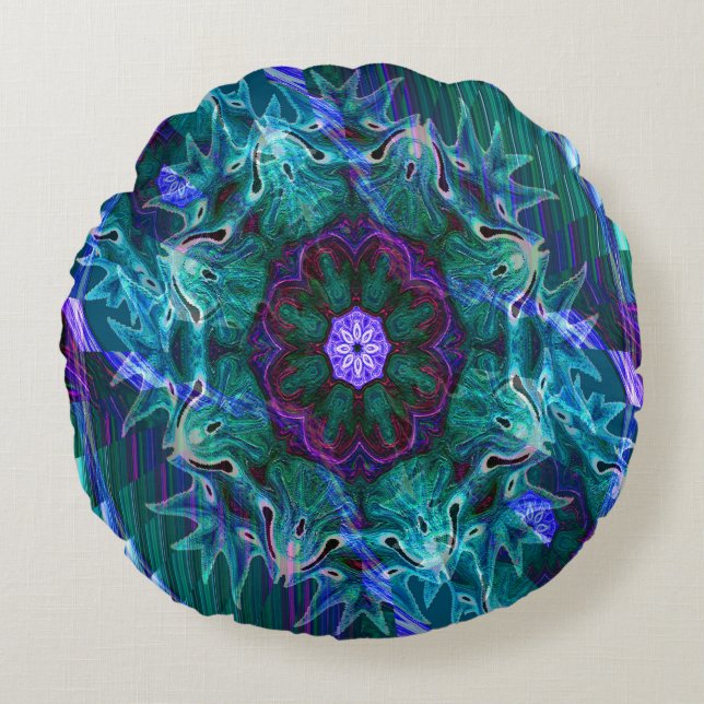 Flowering under the Sea.... Round Pillow (Front)