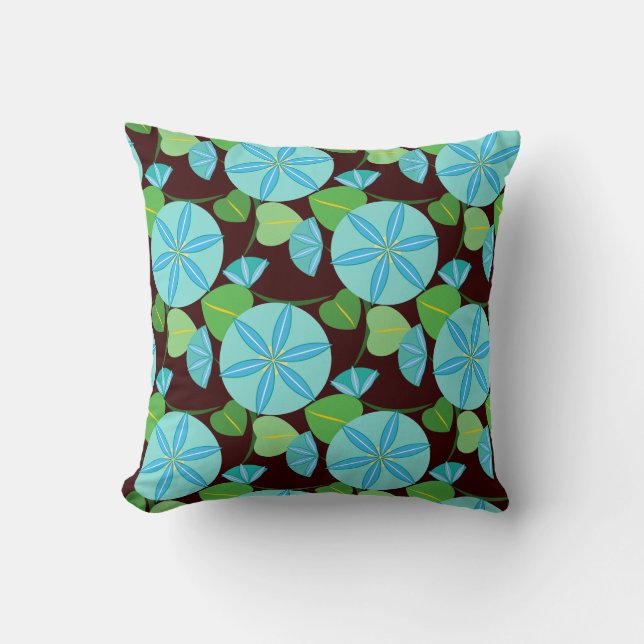 Flowering Vine Abstract Retro Throw Pillow (Front)