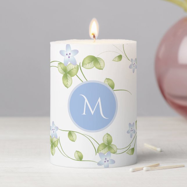 Flowering Vines Monogrammed Pillar Candle (In Situ)