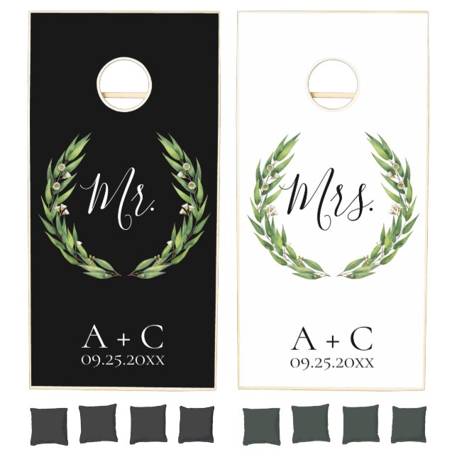 Flowering Willow Wreath Wedding Cornhole Set (Set)