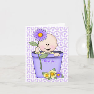 FLOWERPOT BABY PURPLE THANKYOU NOTE MUMSBUBSNGRUBS THANK YOU CARD