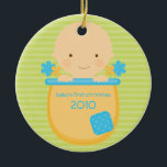 Flowerpot Baby's First Christmas Ornament<br><div class="desc">This super cute keepsake ornament is totally customizable by you. Change the template text or order as shown. If you need help or have something else in mind,  just click on the contact link to send the designer a personal detailed message.</div>