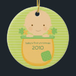 Flowerpot Baby's First Christmas Ornament<br><div class="desc">This super cute keepsake ornament is totally customizable by you. Change the template text or order as shown. If you need help or have something else in mind,  just click on the contact link to send the designer a personal detailed message.</div>