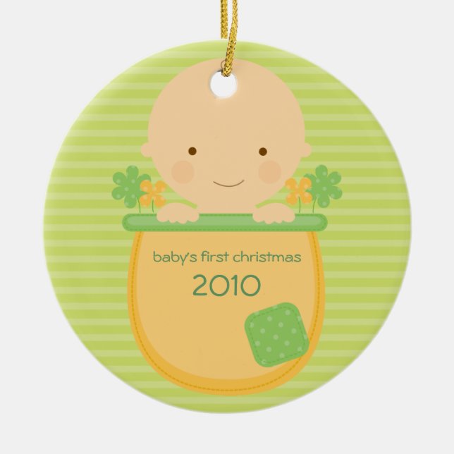 Flowerpot Baby's First Christmas Ornament (Front)