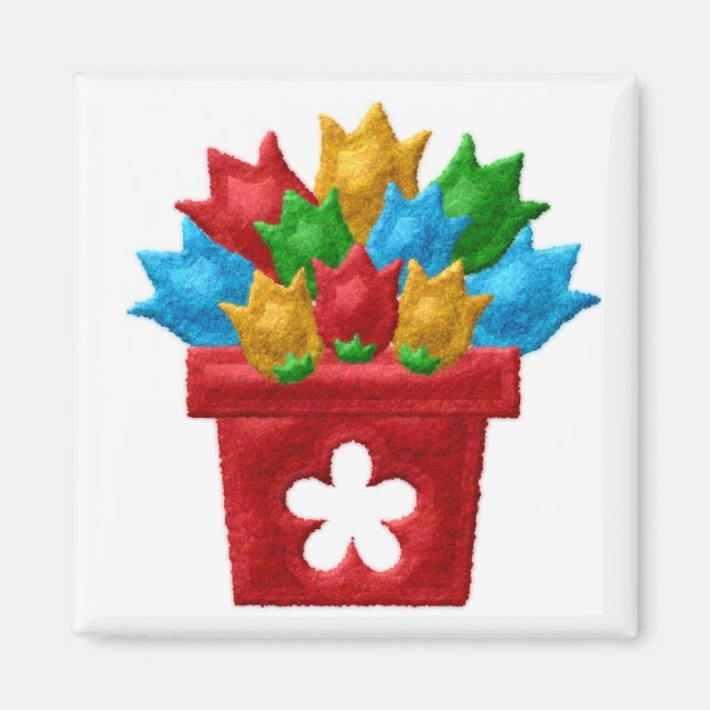 FLOWERPOT Locker Magnets, Refrigerator Magnet (Front)