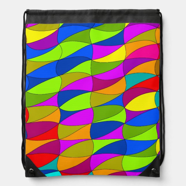 Flowerpower confused geometric pattern drawstring bag (Front)