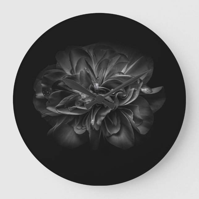 Flowers 67 BW Large Clock (Front)